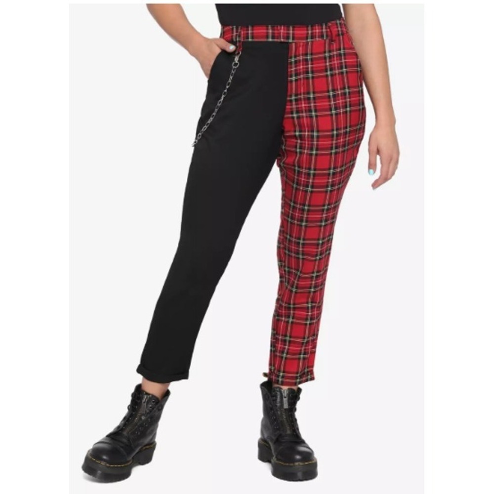 Grunge Punk Goth Y2K Hot Topic Red Plaid Split Pants Women's Small